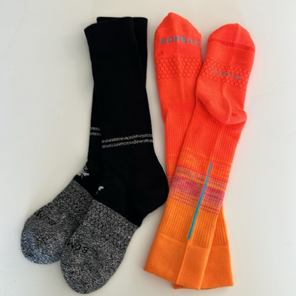 Bombas 2 pair New Knee High Team Sock All Purpose Youth Orange Black Grey